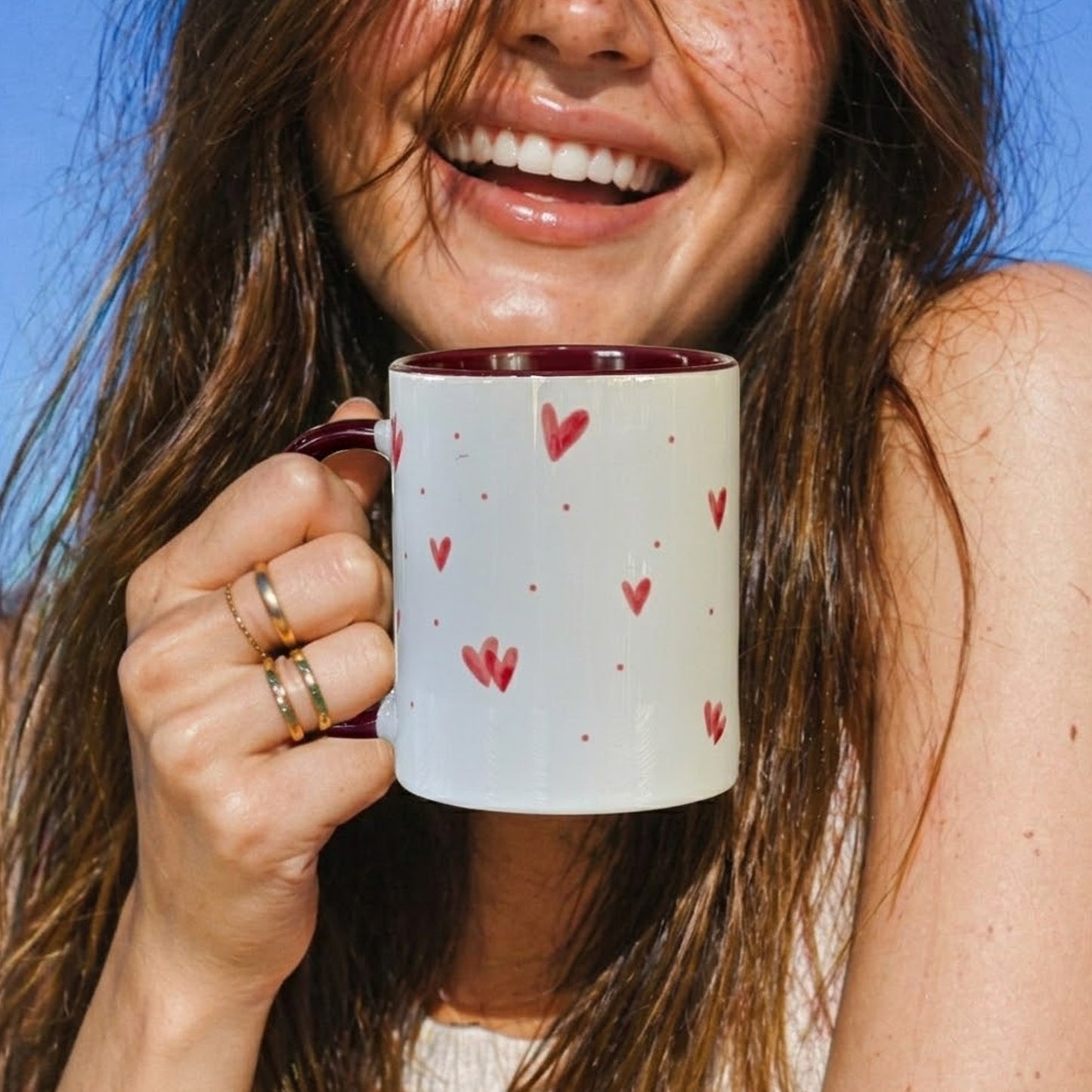 red hearts mug
